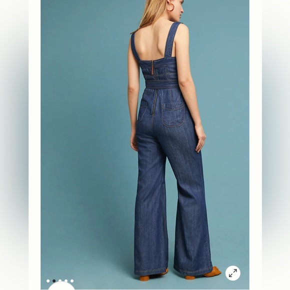 Anthropologie Pilcro Waist-Tied Denim Jumpsuit Size 8 - Picture 2 of 5